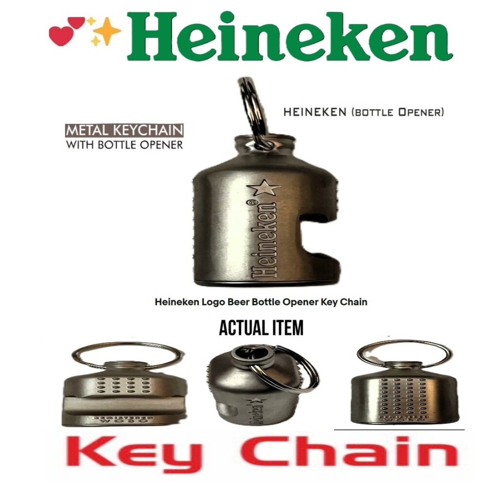 🛑 HEINEKEN Logo ➕🆒 BOTTLE OPENER Beer Heavy Metal KEY CHAIN Ring 💸BUY NOW‼️🟢